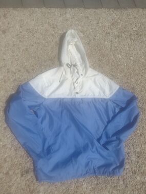 Vintage Brooks Brothers White & Blue Windbreaker Hoodie